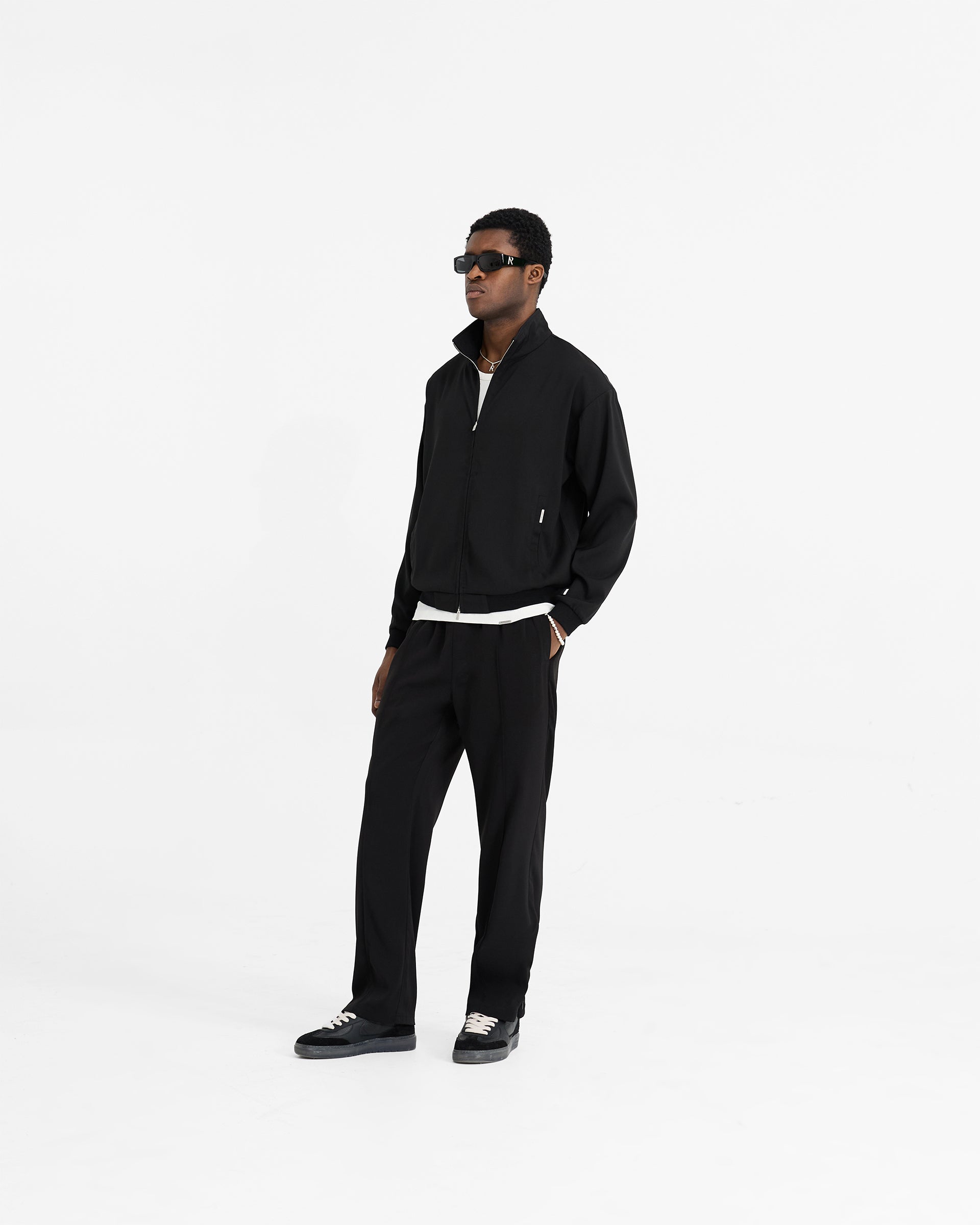 Initial Track Jacket - Black | Stylish Men's & Women's Lightweight Running Jacket for Outdoor Sports & Casual Wear