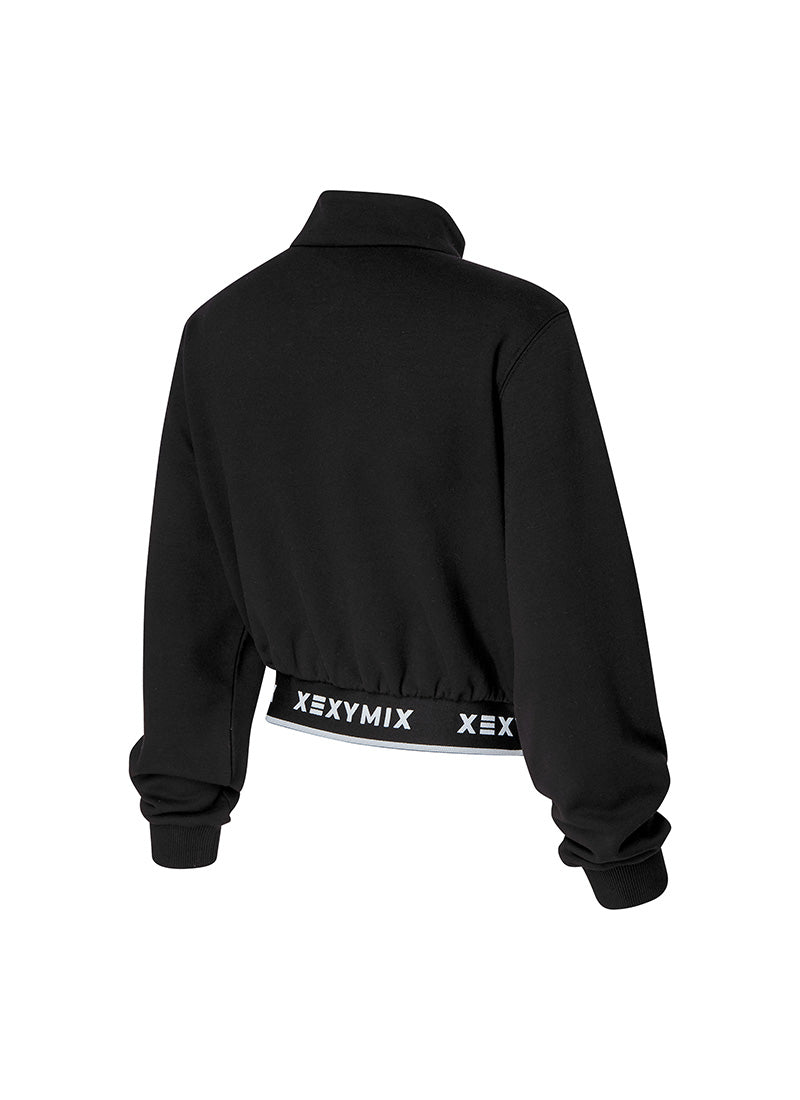 Logo Point Warm Crop Sweatshirt for Women - Cozy Fleece Pullover with Stylish Design - Perfect for Casual Outfits, Gym Wear & Street Fashion
