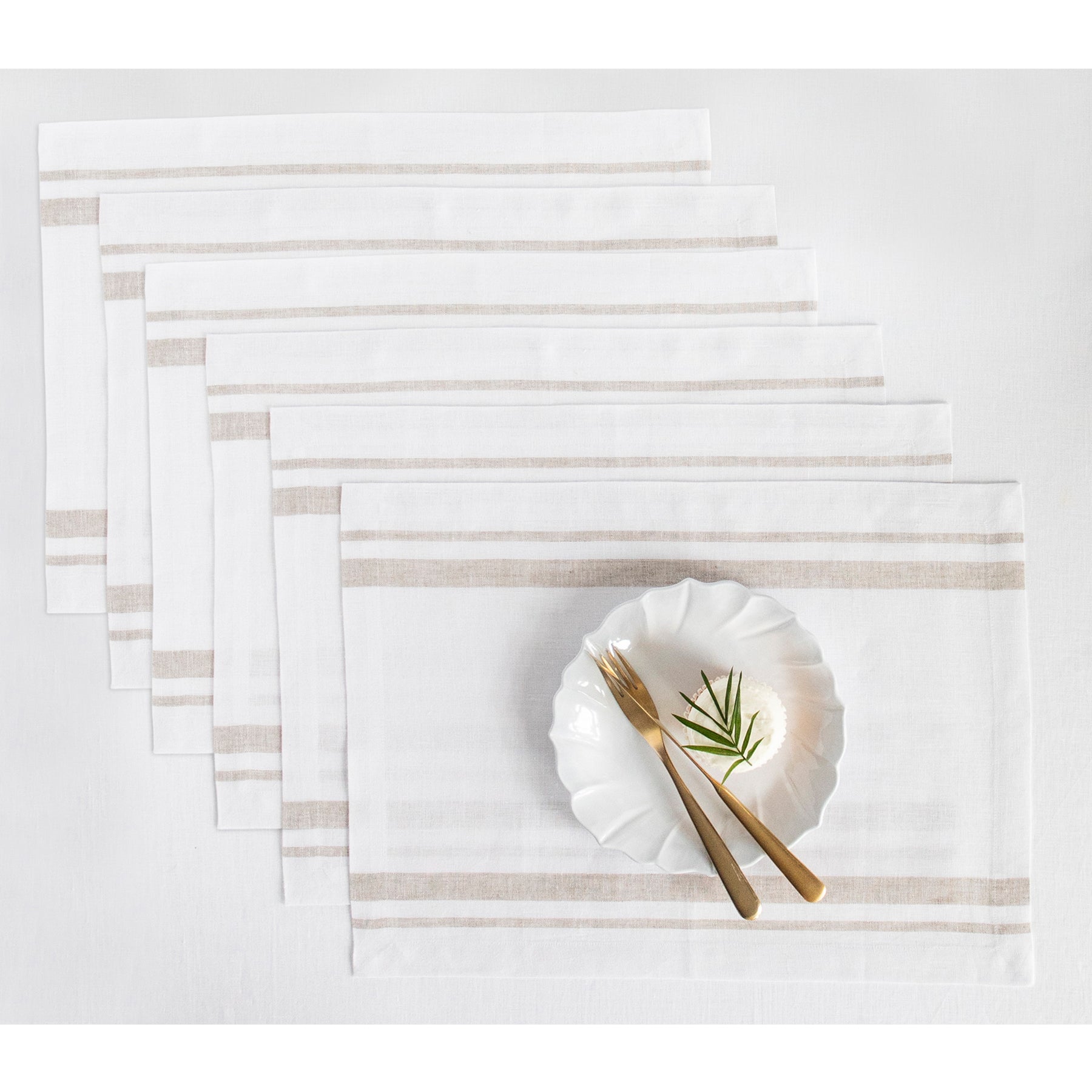 Natural and White French Stripe