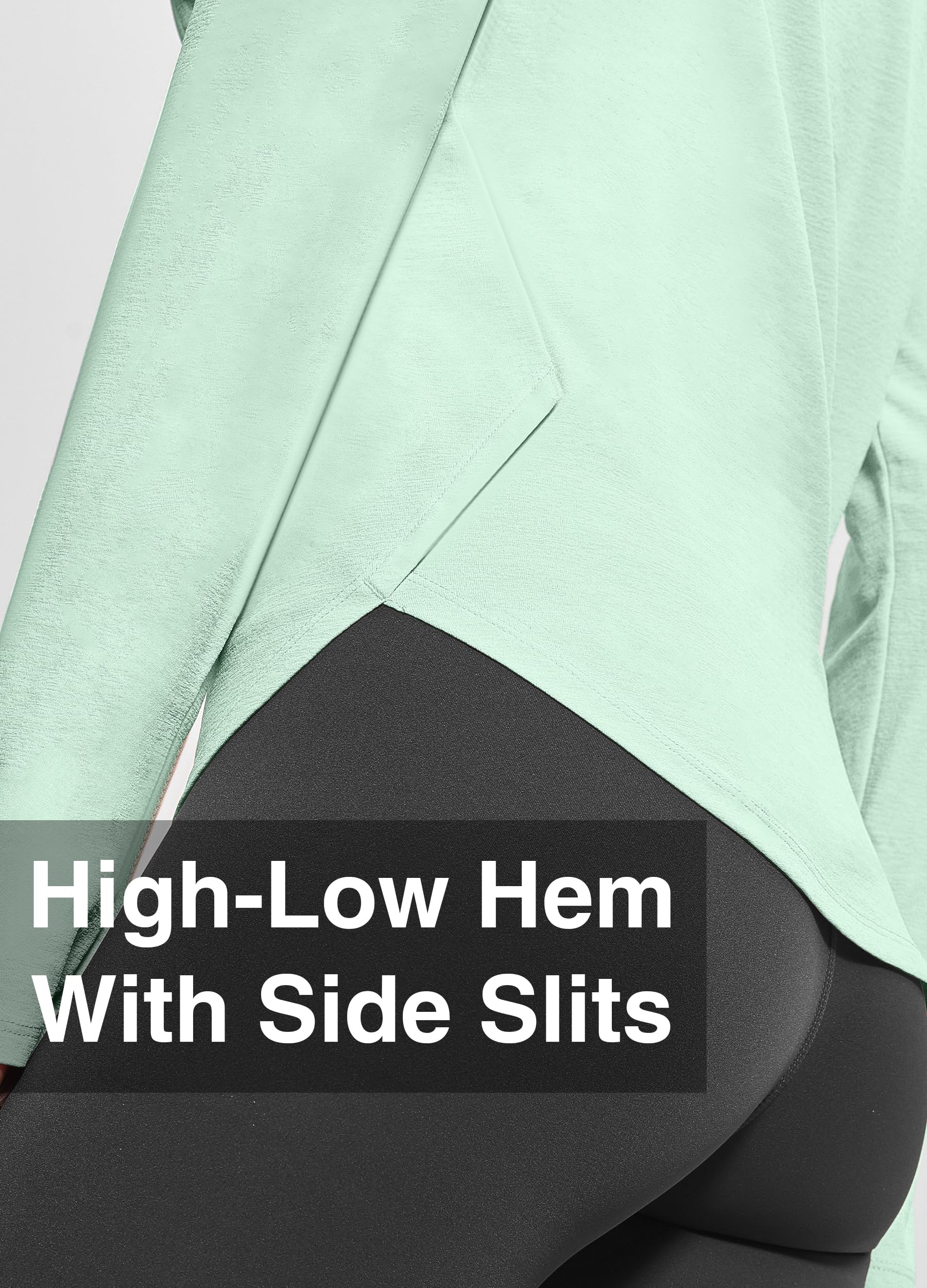 Hiverlay Women's Long Sleeve V-Neck Workout Shirts UPF 50+ Athletic Running Shirts with Thumbhole - Loose Fit Activewear for Gym, Yoga & Outdoor Sports