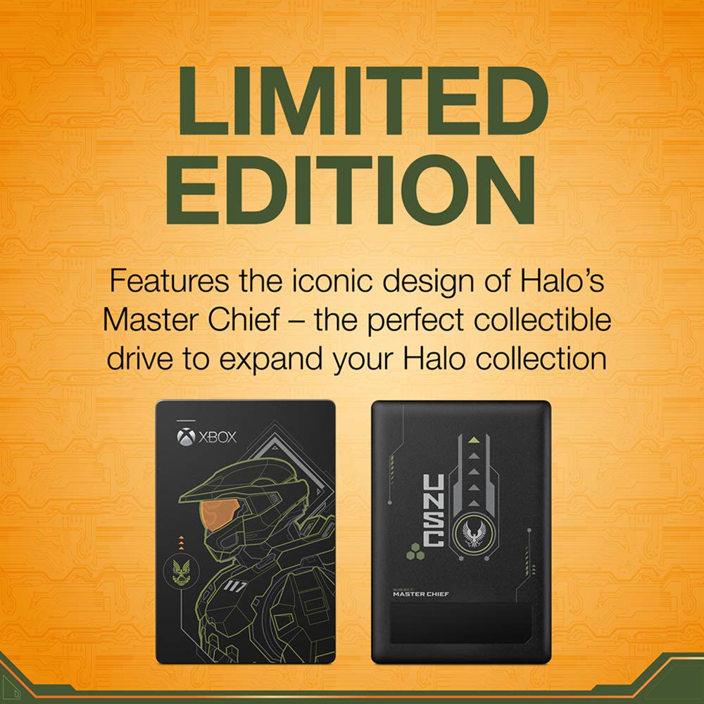 Seagate 2TB Game Drive for Xbox - Portable External Hard Drive HDD USB 3.2 Gen 1 - Compatible with Xbox One, Xbox Series X/S (STEA2000431) - Halo Master Chief Limited Edition - Perfect for Gaming Storage & Backup