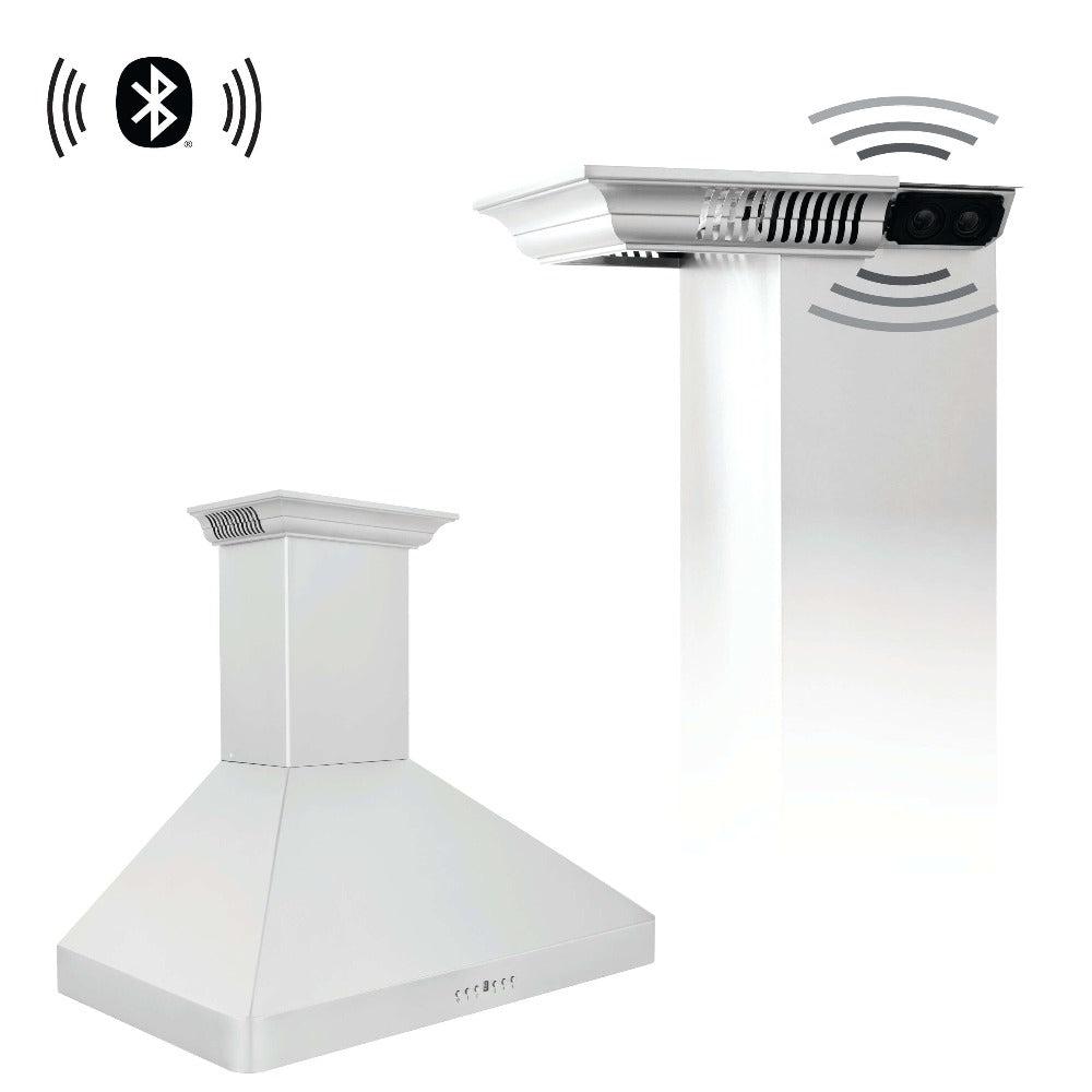 ZLINE Stainless Steel Wall Mount Range Hood with Built-in CrownSound Bluetooth Speakers (KF2CRN BT) - Perfect for Modern Kitchens & Open-Concept Living Spaces
