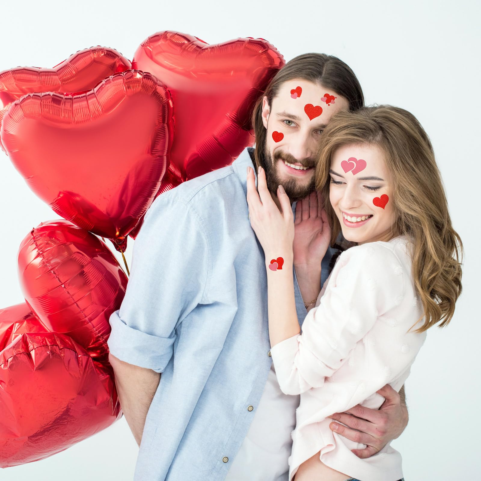 240 Pcs Valentine's Day Heart Glitter Temporary Tattoos - Waterproof Love Heart Stickers for Face & Body - Perfect for Valentine's Party, Kids, Women & Men - Romantic Decoration & Apparel Accessories