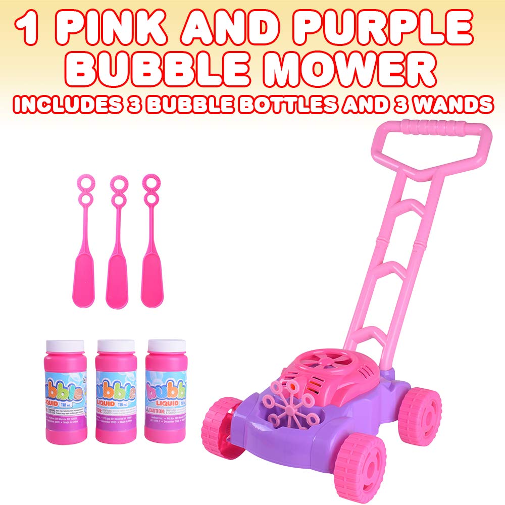 ArtCreativity Bubble Lawn Mower & Leaf Blower Set - 10 Pack Pink & Purple Bubble Machine Outdoor Toys for Toddlers Age 1-3 | Summer Backyard Fun, Birthday Gifts for Girls & Boys | Perfect for Garden Play, Park Outings & Outdoor Parties