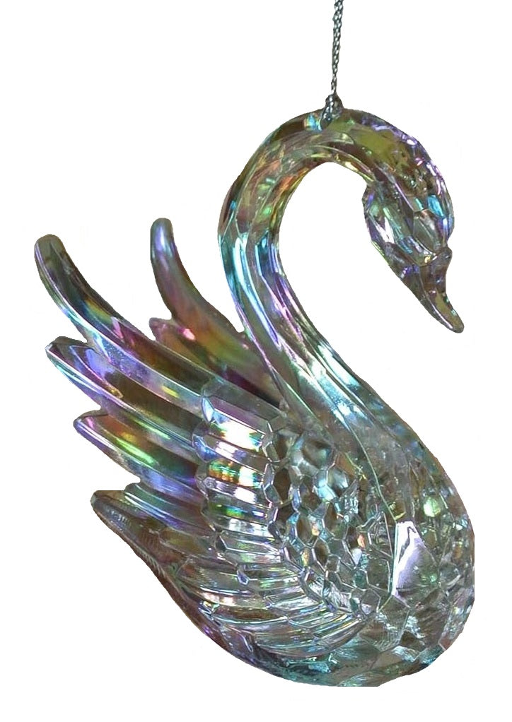 4 Pack Opalescent White & Clear Swan Figurines - Elegant Home Decor for Wedding Centerpieces, Tabletop Displays, and Gift Giving