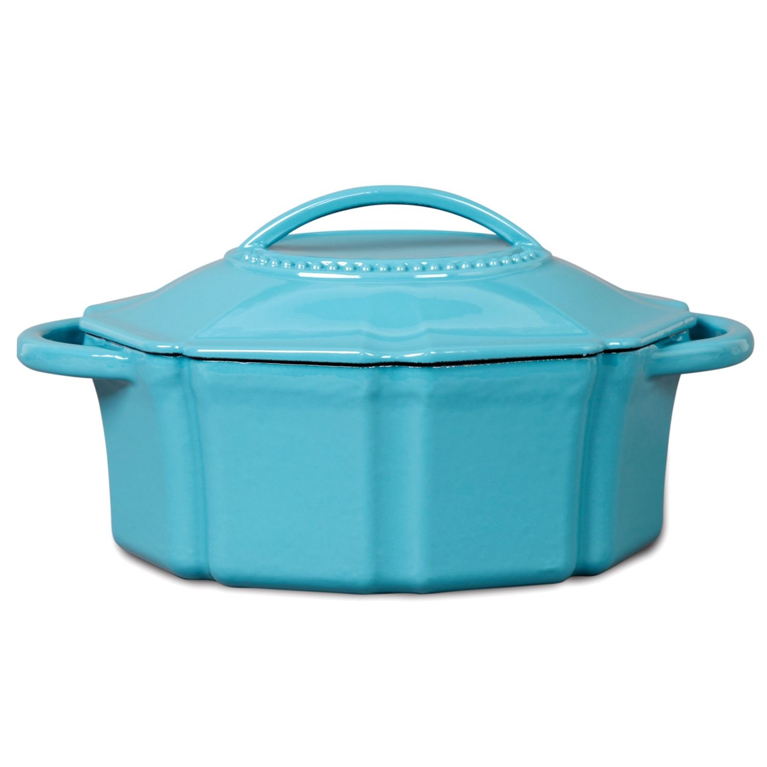 Isaac Mizrahi 6 Quart Enameled Cast Iron Dutch Oven with Lid - Turquoise Blue | Heavy Duty Cookware for Baking, Braising & Slow Cooking | Perfect for Soups, Stews & Bread Making