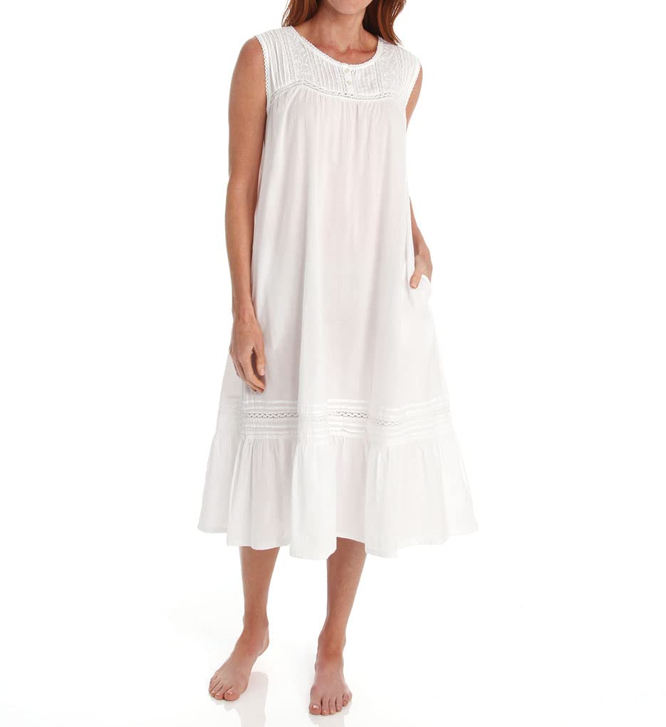 LA CERA Women's Plus Size 100% Cotton Embroidered Scoop Neck Nightgown - Soft & Breathable Sleepwear for Lounge & Relaxation at Home