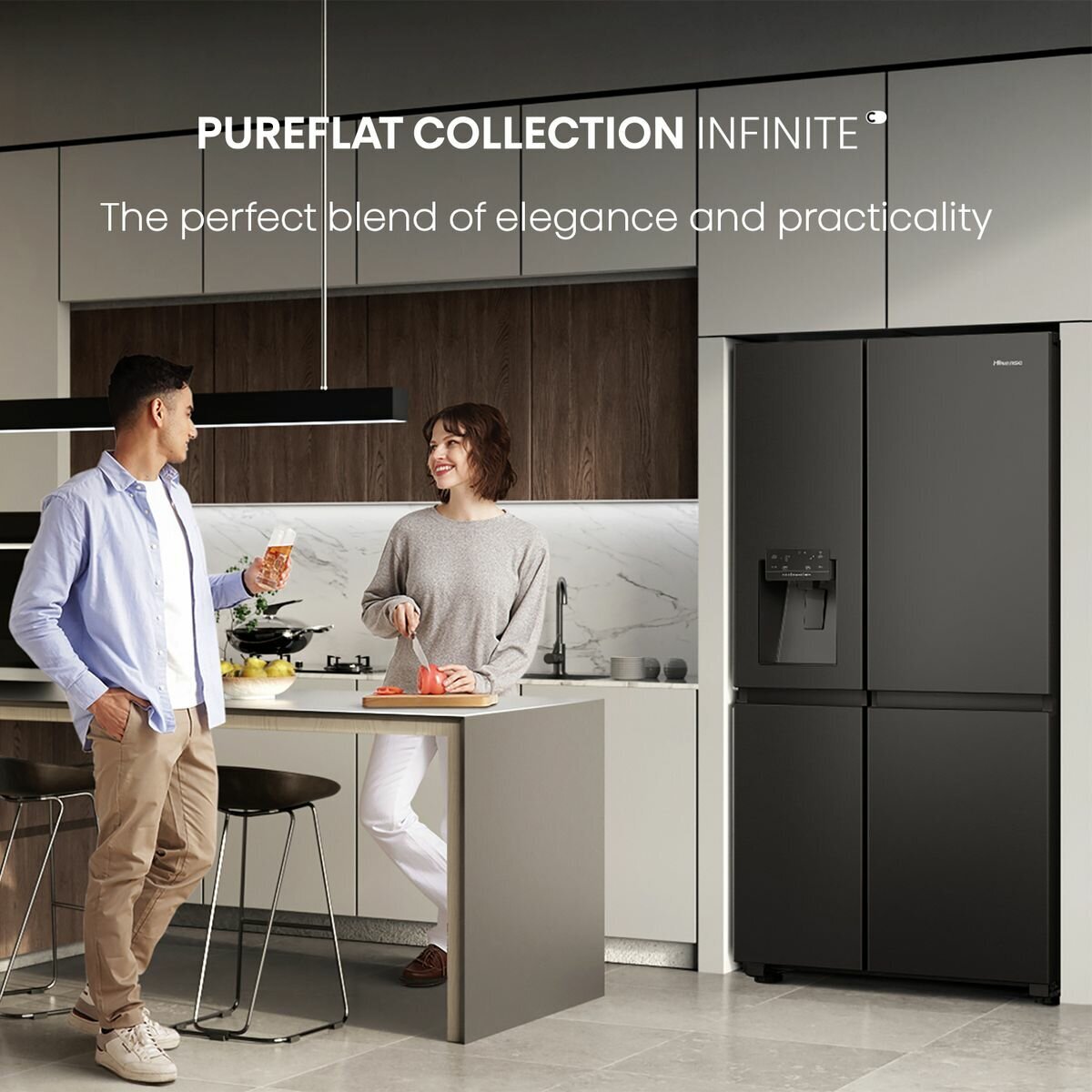 Hisense 632L Side by Side Refrigerator - Black Steel (HRSBS632BW) | Energy Efficient, Spacious Design for Modern Kitchens & Large Families