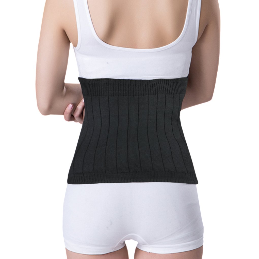 Premium Cashmere Waist Warmer Belt - Medical Grade Abdominal Binder for Lower Back Pain Relief & Thermal Therapy - Adjustable Kidney Support Brace for Men & Women - Slim Waist Trimmer Wrap (Black, Size M 30