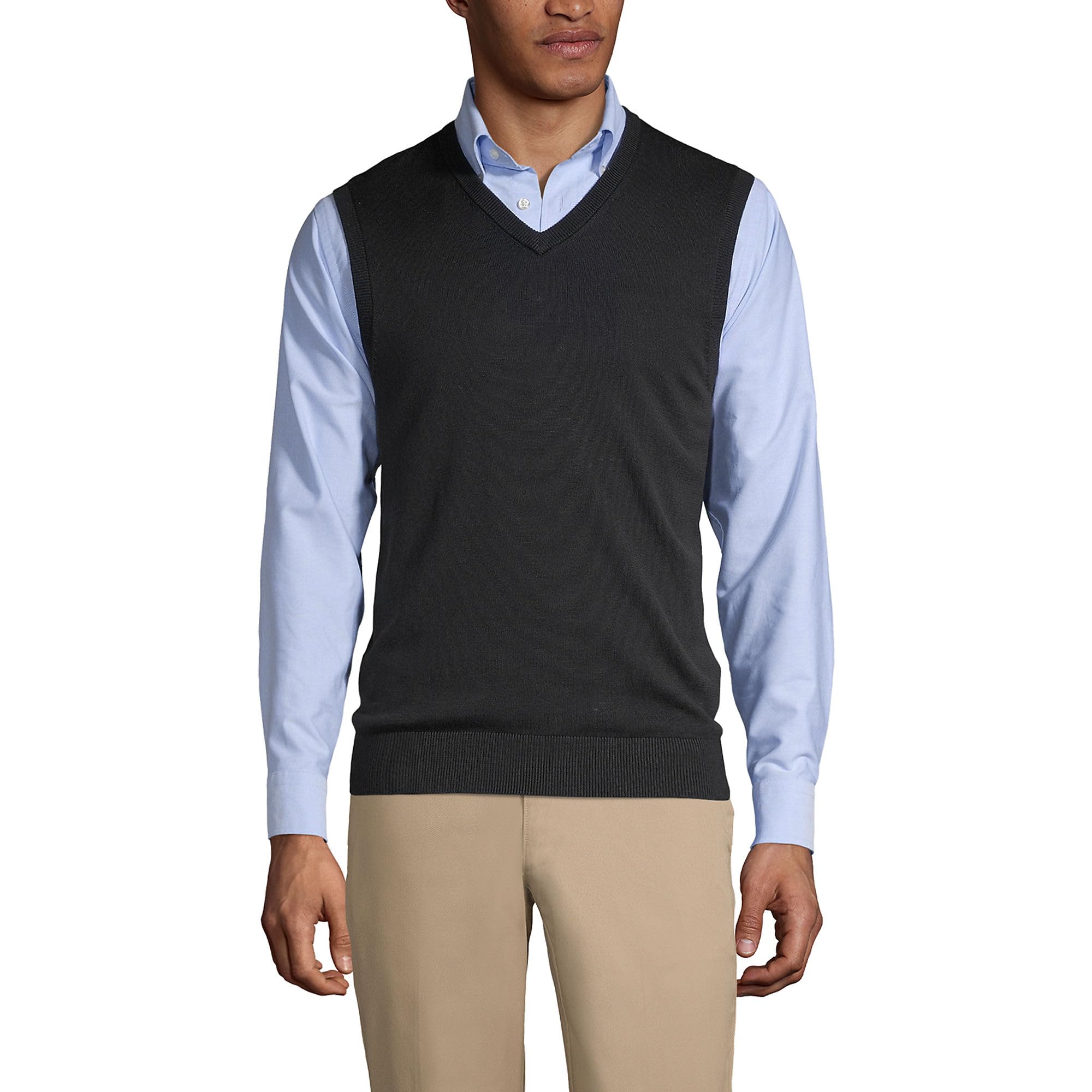Lands' End Men's Cotton Modal Fine Gauge Sweater Vest for School Uniforms | Comfortable & Breathable | Perfect for Classrooms, Office Wear & Formal Occasions