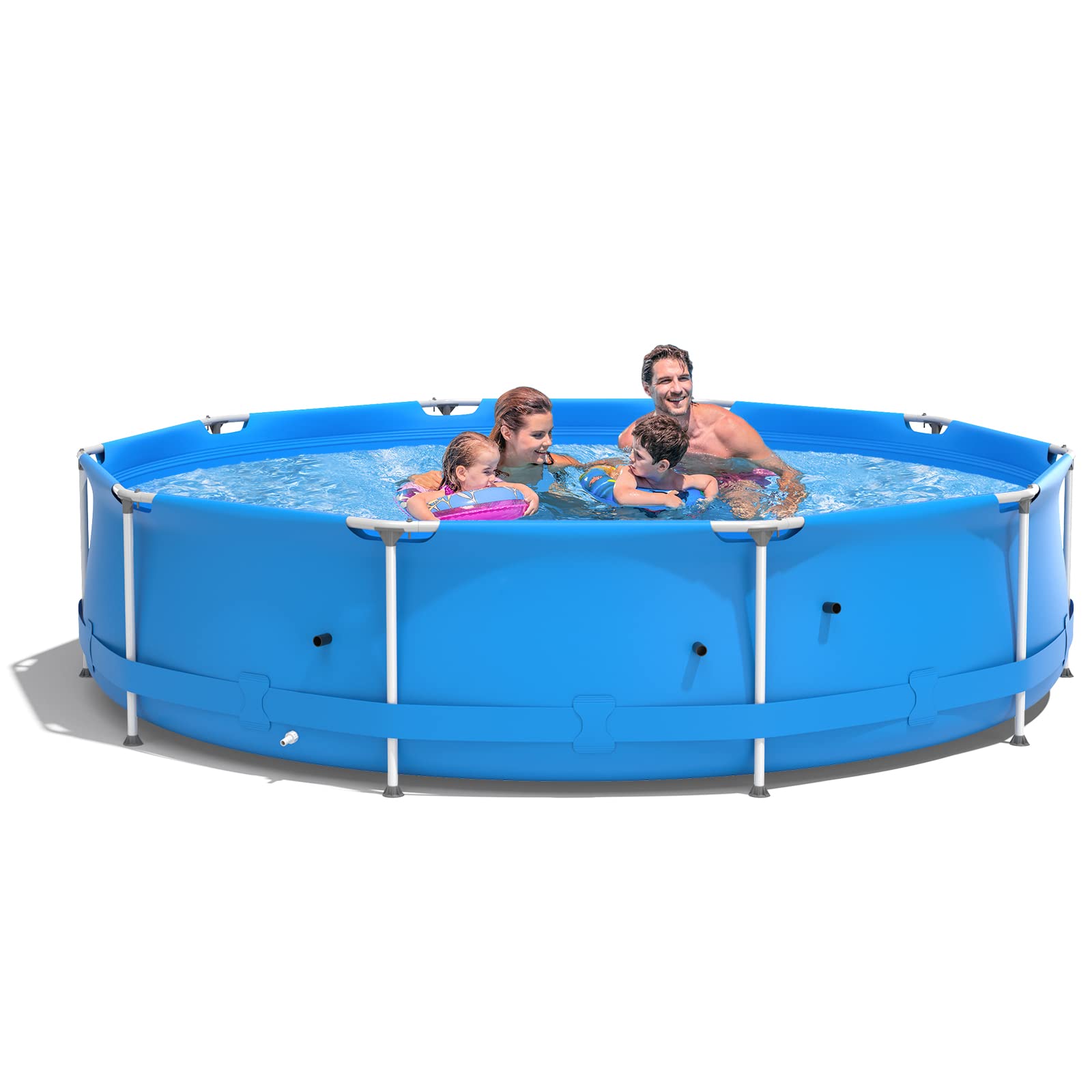 GYMAX 12ft x 31.5inch Above Ground Steel Frame Swimming Pool with Cover | Durable Outdoor Backyard Pool for Adults & Kids | Perfect for Summer Fun, Family Gatherings & Backyard Parties