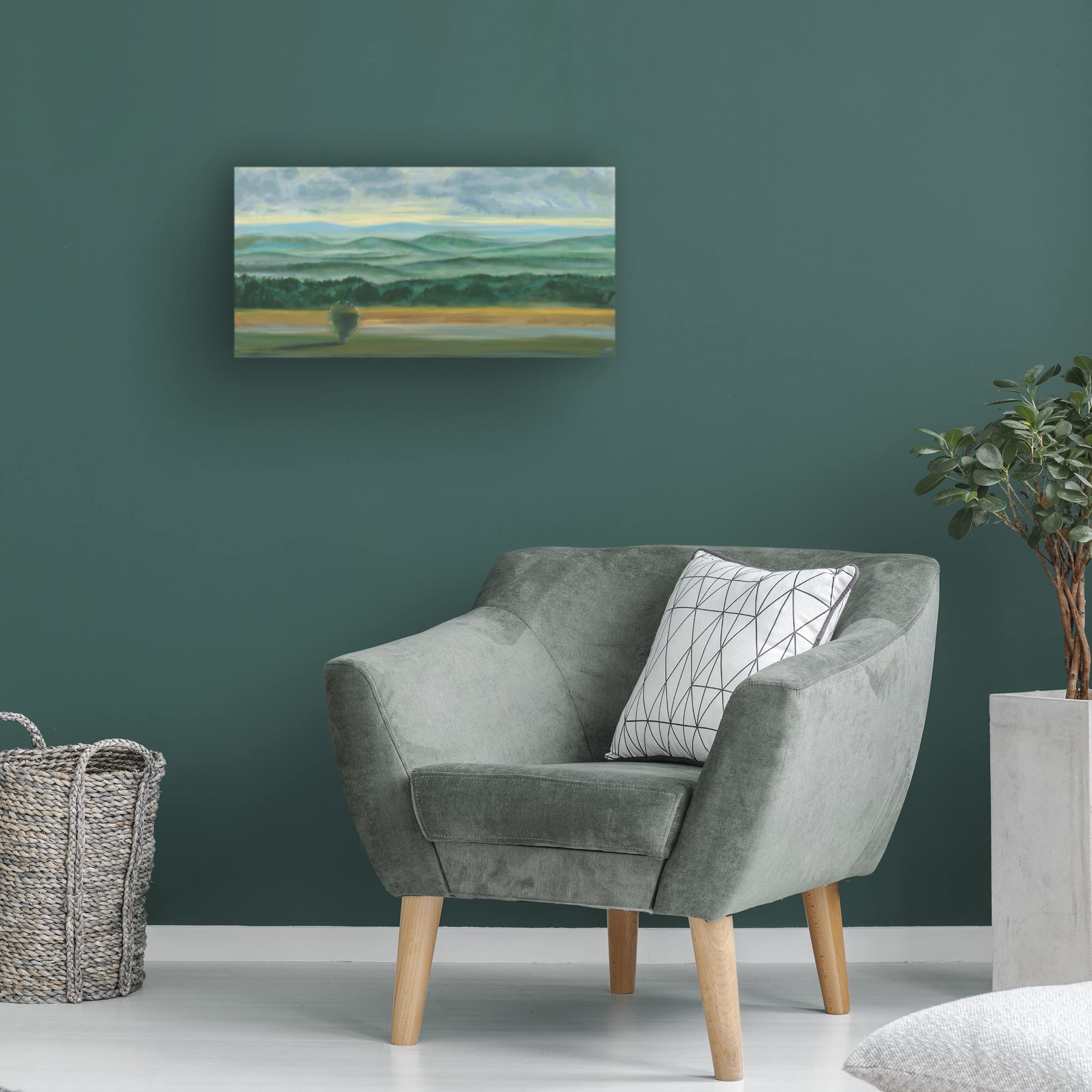 Julie Joy 'Misty Mountain View II' Canvas Wall Art Print - Landscape Nature Painting for Living Room, Bedroom & Office Decor