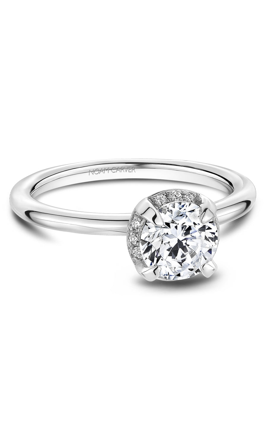 Noam Carver B520 01A Diamond Engagement Ring for Women - 14K White Gold Bridal Wedding Band, Perfect for Proposals, Anniversaries & Special Occasions