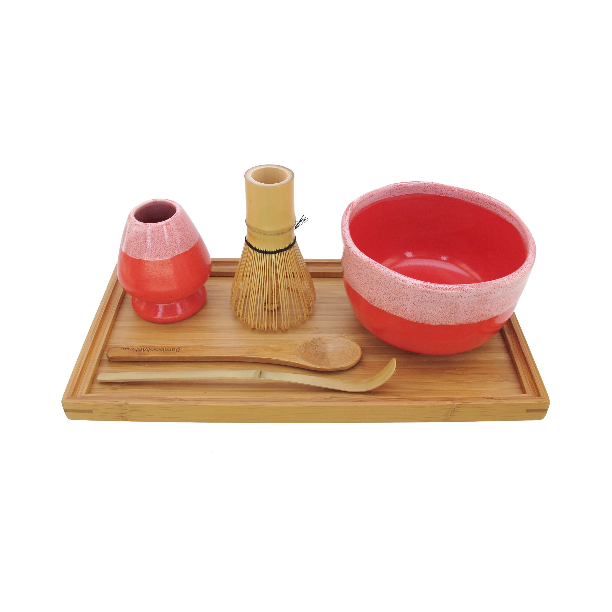 Premium Matcha Bowl Set - 10-Piece Japanese Tea Ceremony Kit with Bowl, Rest, Whisk, Chasaku, Spoon & Tray (Coral) - Perfect for Traditional Tea Making, Zen Meditation & Japanese Cultural Events