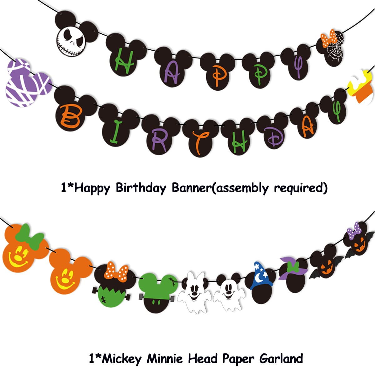 92 Pcs Mouse Halloween Birthday Party Kit - Happy Birthday Banner, Cake Topper, Cupcake Toppers & Balloon Arch - Perfect for Mouse Theme Halloween, Birthday Party Decorations & Kids' Celebrations