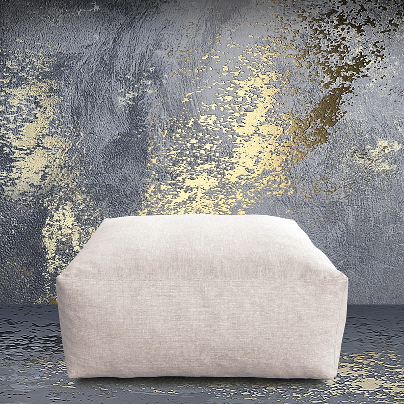 Modern ANNY-H Ottoman Chair Outdoor Furniture - Waterproof Patio Couch with Removable Cushions, Light Beige Contemporary Modular Sofa for Garden, Poolside & Backyard Relaxation