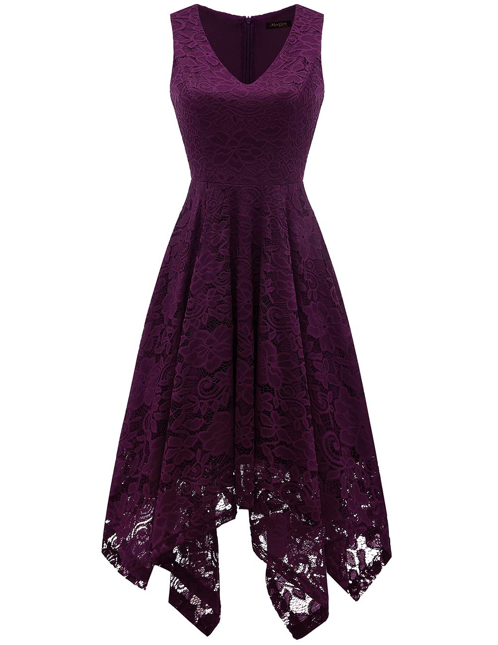 Meetjen Women's Elegant Lace Cocktail Party Dress 2025 - Handkerchief Hem Bridesmaid & Prom Formal Gown for Wedding Guest | Perfect for Evening Galas, Cocktail Parties & Special Occasions
