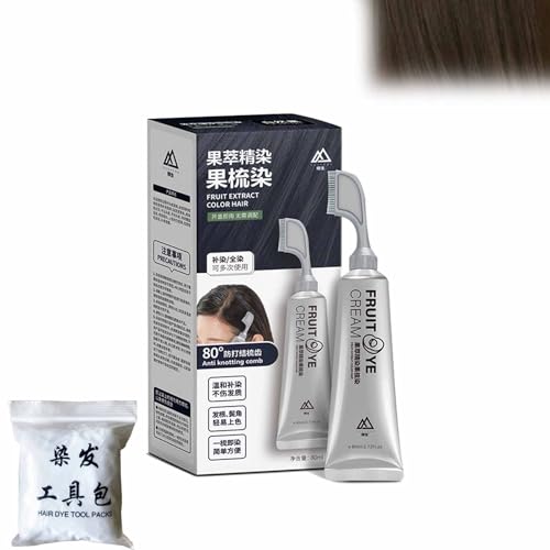 Xusheng Keratin Hair Color Cream - Natural Black Hair Dye for Gray Coverage, Ammonia-Free Permanent Hair Color for Men & Women (Brown) | At-Home Hair Coloring & Touch-Ups for Vibrant, Long-Lasting Results