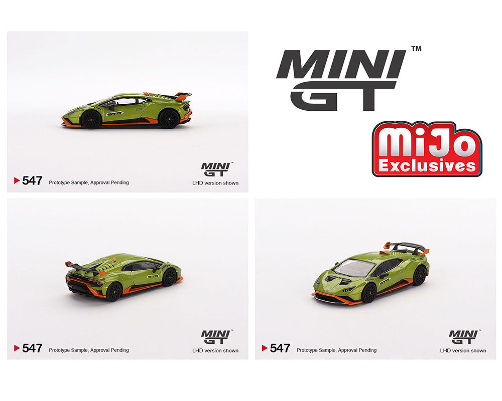 MINIGT 1:64 Scale Lamborghini Huracán STO Diecast Model Car - Green (Verde Citrea) - Collectible Toy for Display, Racing Games & Gift Giving