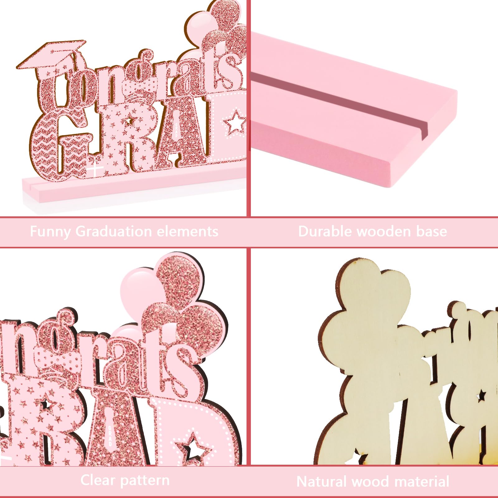 2025 Graduation Party Decorations - 4 Piece Wooden Class of 2025 Table Centerpieces Set - High School & College Grad Party Favors - Photo Booth Props - Rose Gold - Perfect for Graduation Ceremonies, Open Houses & Celebration Decor