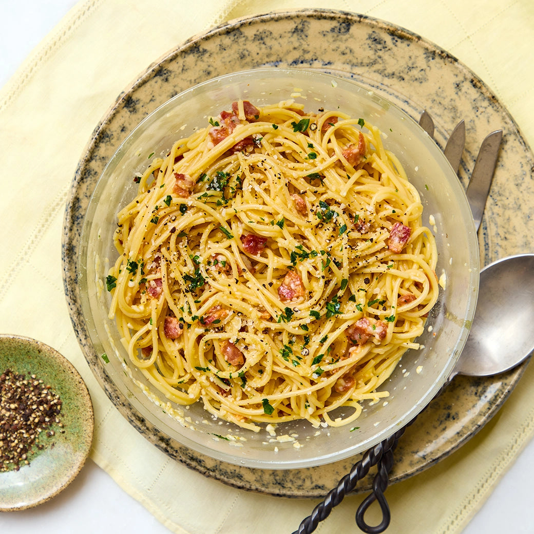 Authentic Italian Spaghetti Carbonara Pasta Kit - Easy Homemade Recipe for Family Dinners & Romantic Date Nights