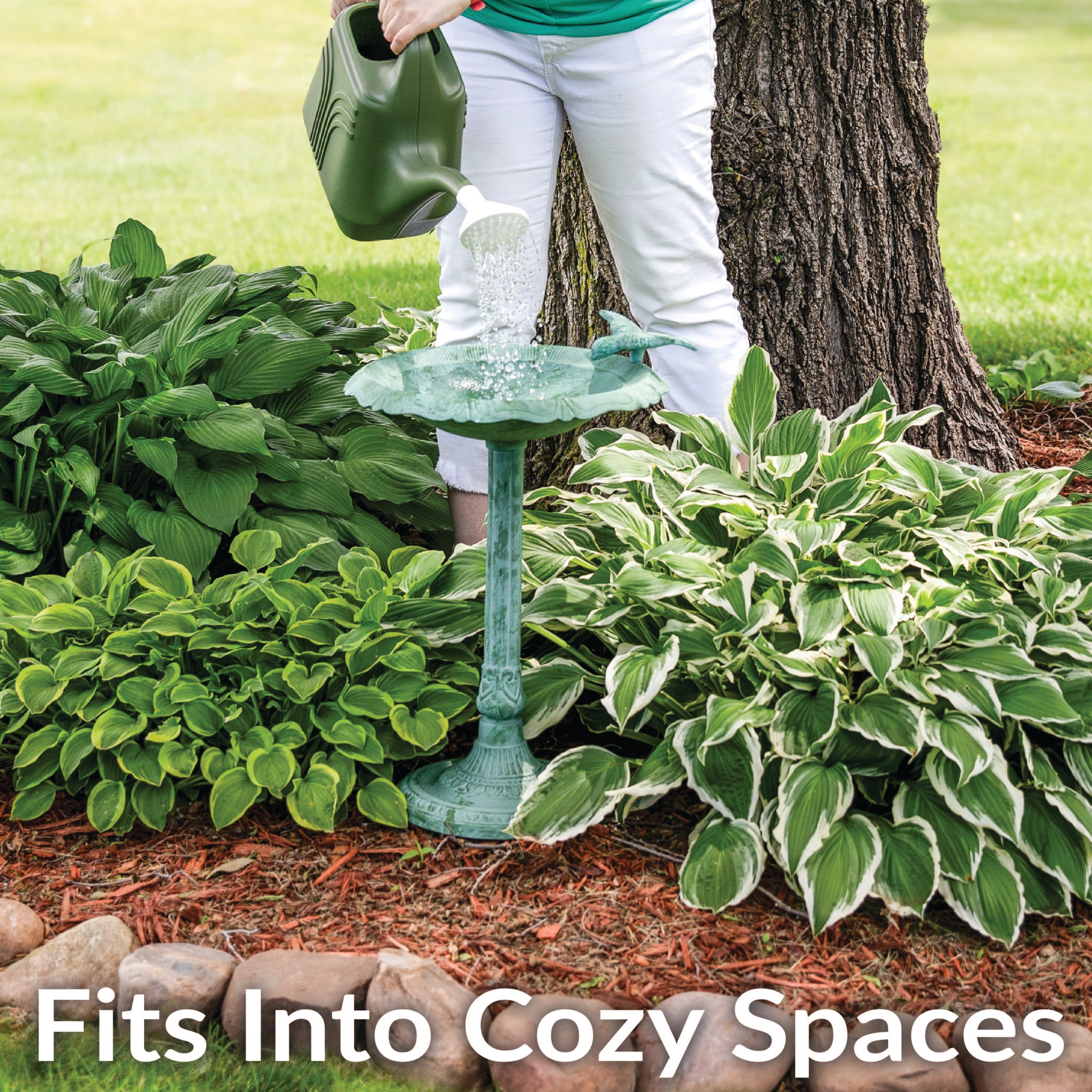Sunnydaze 22.75 Inch Metal Garden Bird Bath - Outdoor Decorative Birdbath for Patio, Yard & Garden - Attracts Wild Birds for Bird Watching & Nature Lovers