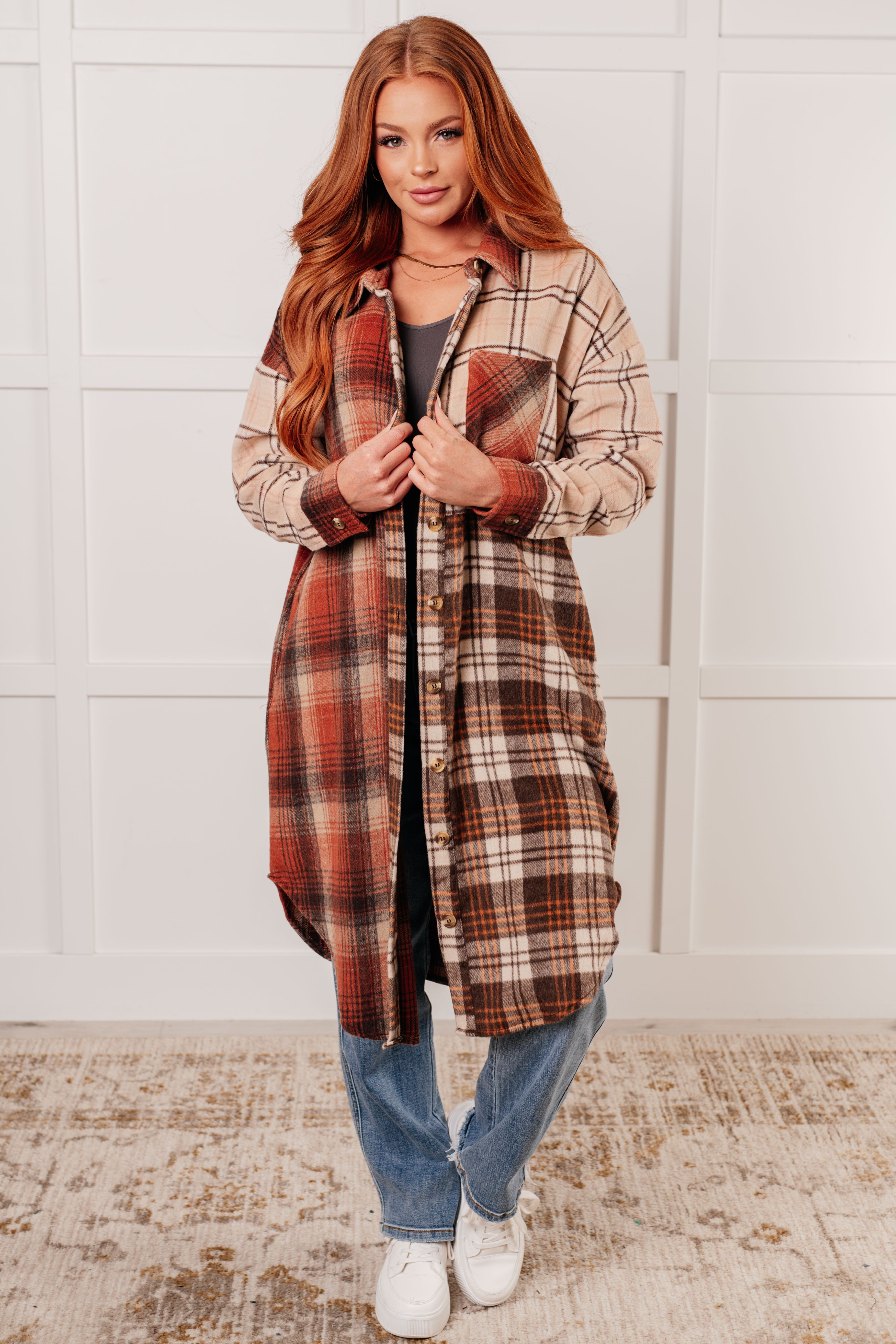 Cozy Cabin Fever Flannel Plaid Oversized Shacket for Women - Warm Winter Layering Jacket for Outdoor Adventures & Casual Streetwear