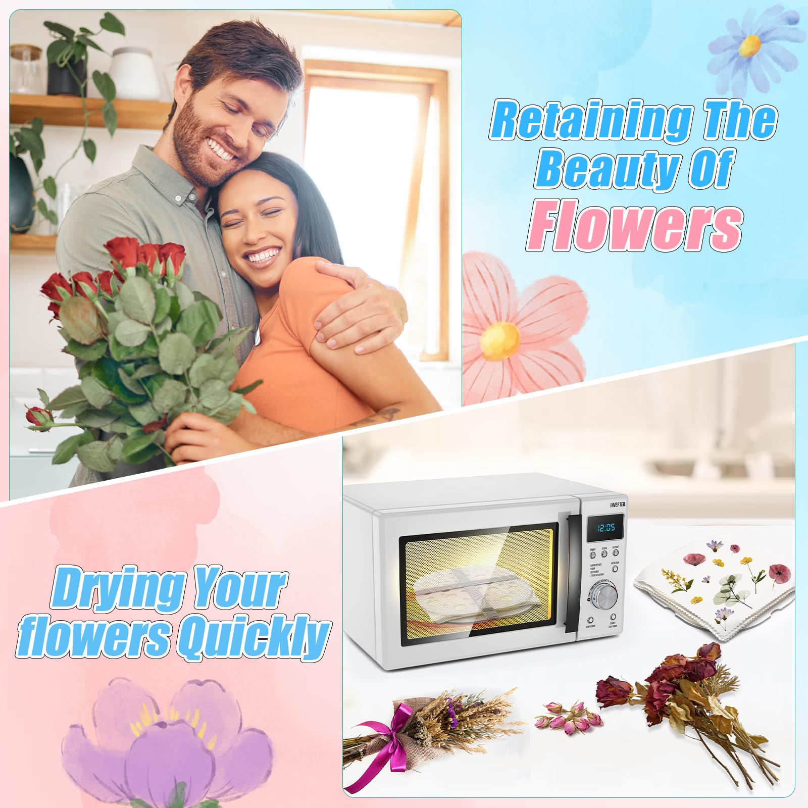 Windspeed 2-Layer Microwave Flower Press Kit (7.9×7.9 in) - Fast Drying Plant Press for DIY Resin Art, Scrapbooking, Nail Art & Botanical Crafts - Perfect for Preserving Flowers, Leaves & Herbs for Home Decor & Gift Making