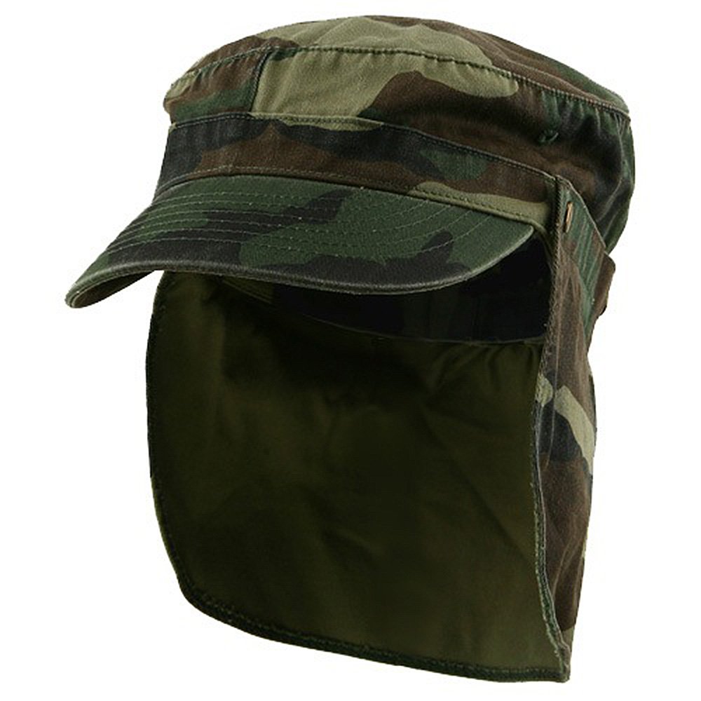 Military Style Army Cap with Flap - Adjustable Cotton Baseball Hat for Men & Women | Perfect for Outdoor Activities, Hiking, and Casual Wear - e4Hats.com