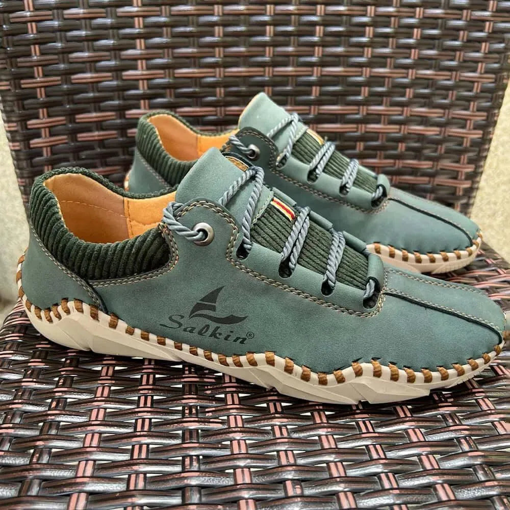 Jango Men's Casual Leather Sneakers - Comfortable Walking Shoes for Everyday Wear - Perfect for Work, Travel & Outdoor Activities