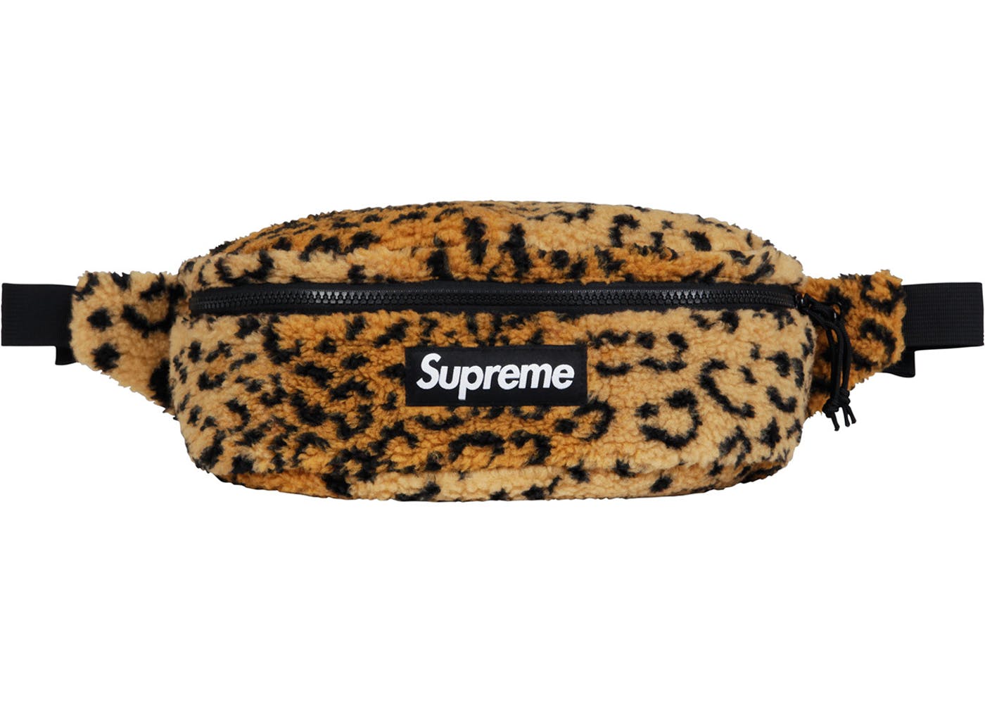 Supreme Leopard Print Fleece Waist Bag - Yellow Crossbody Fanny Pack for Men & Women - Perfect for Travel, Hiking, and Outdoor Adventures
