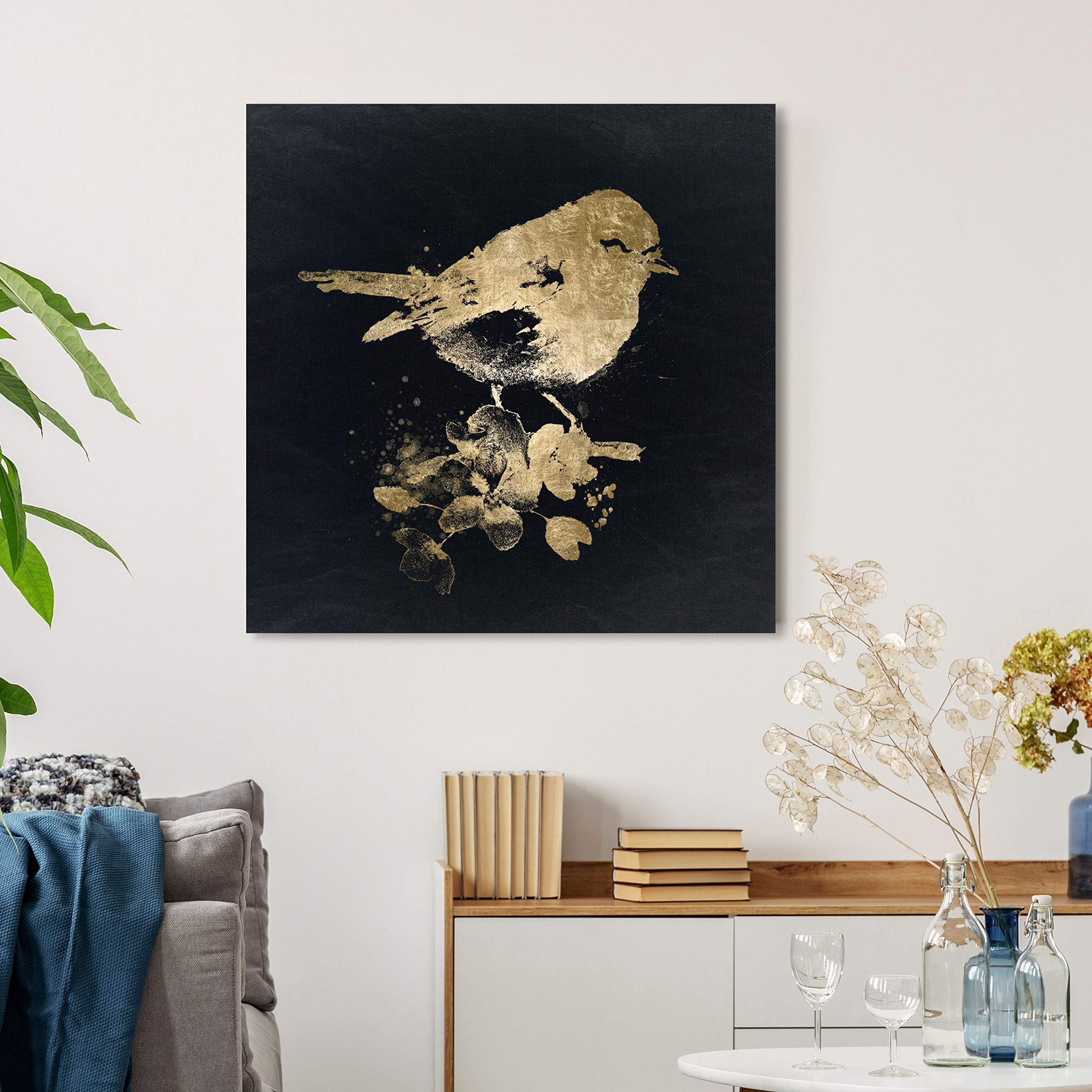 Oliver Gal Artist Co. Animals Wall Art Canvas Prints - 24x24 Inch Bird Home Decor in Black & Gold - Perfect for Living Room, Bedroom & Office Wall Decor