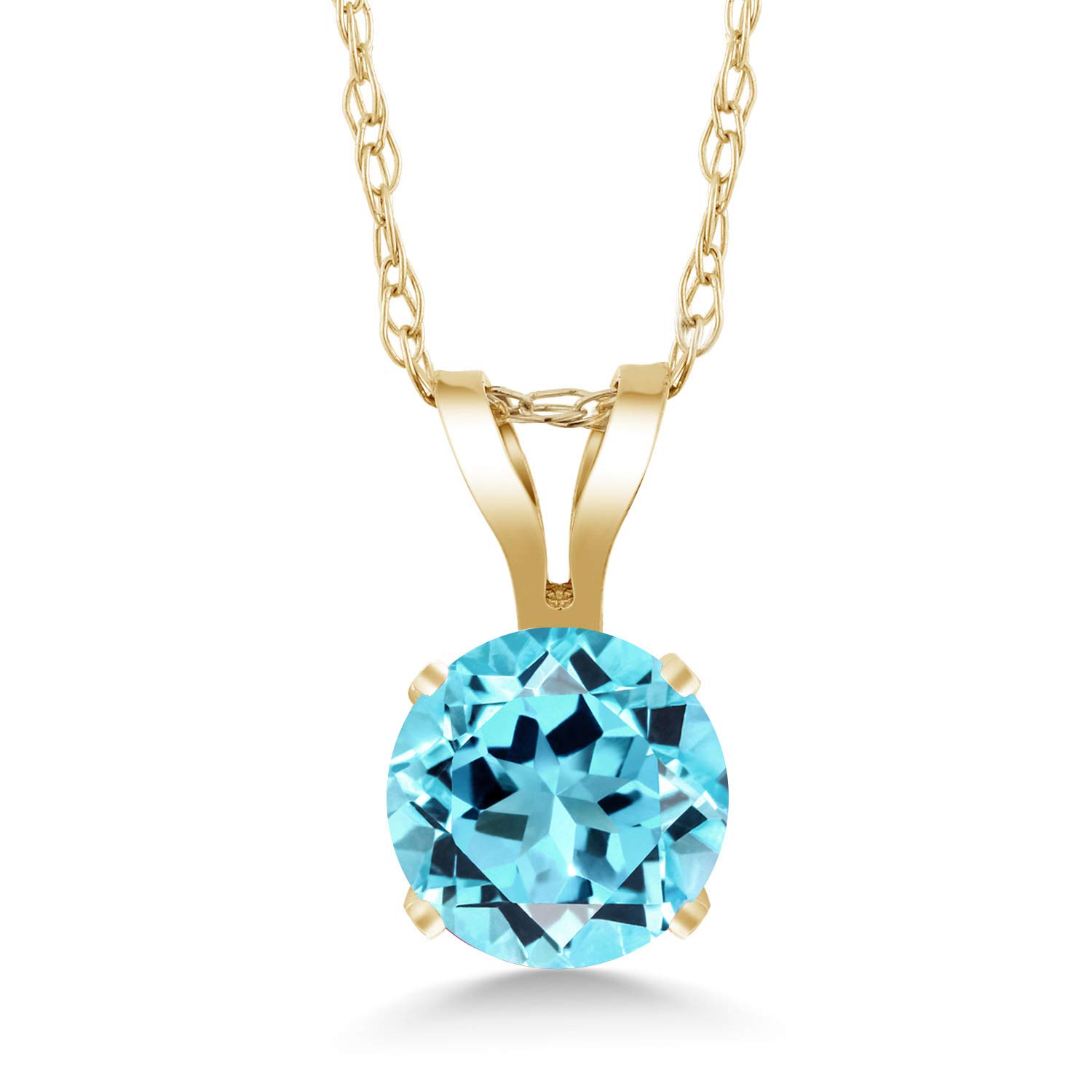 14K Yellow Gold Round 4.5MM Birthstone Solitaire Pendant Necklace for Women - 18 Inch Gold Chain | Personalized Jewelry Gift for Mom, Wife, Birthday & Anniversary | Elegant Everyday Wear & Special Occasions