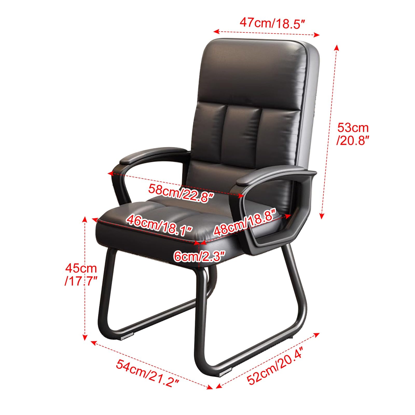 Ergonomic Leather Stationary Office Chair - No Wheels, Padded Arms & Seat, Sturdy Seld Base - Perfect for Home Office, Conference Room, Reception Area, Bedroom & Computer Desk (Gray) - Ideal for Long Work Sessions & Guest Seating