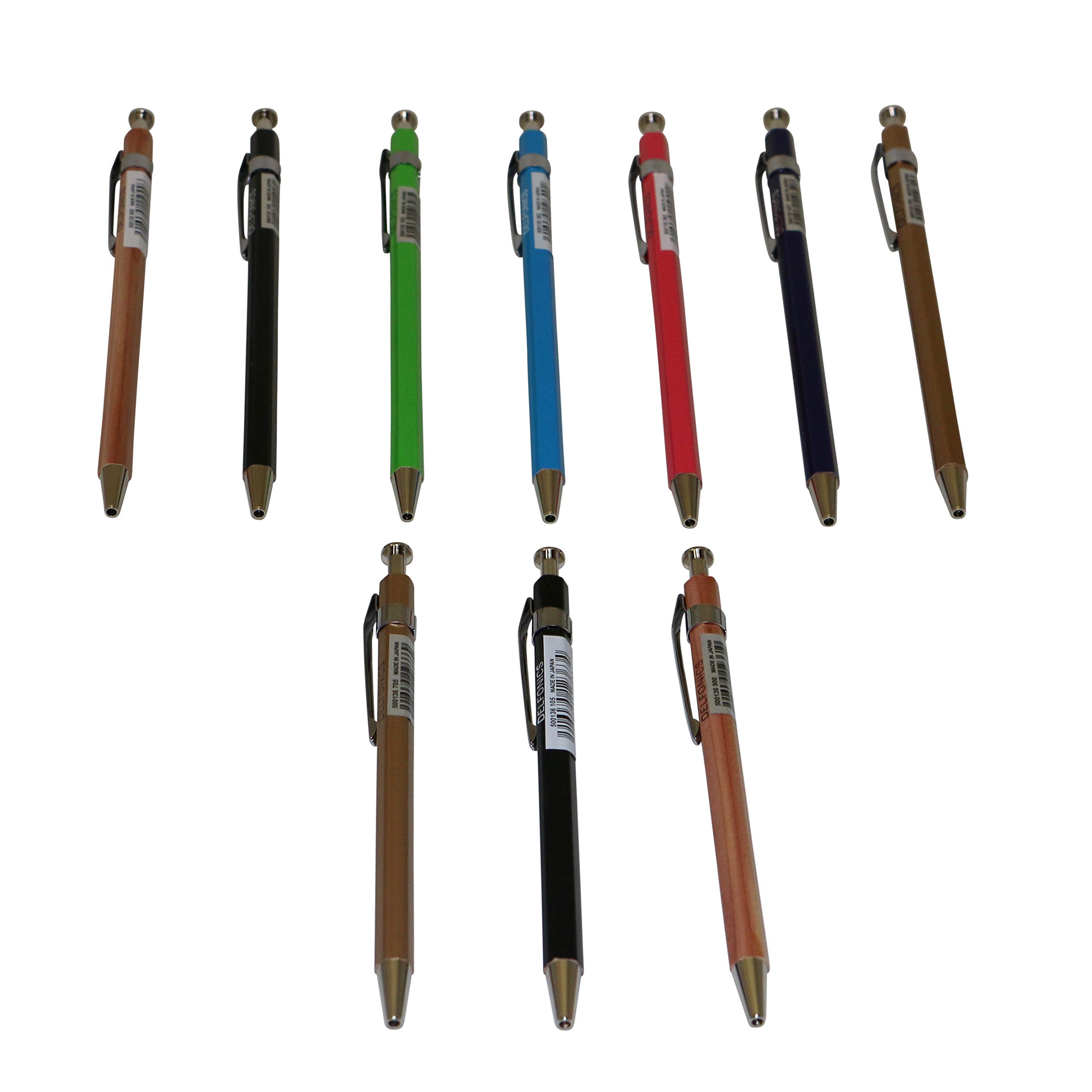 Delfonics Mini Wood Ball Pens - 5 Inch Red Fine Point Writing Pens for Journaling, Note Taking & Office Use