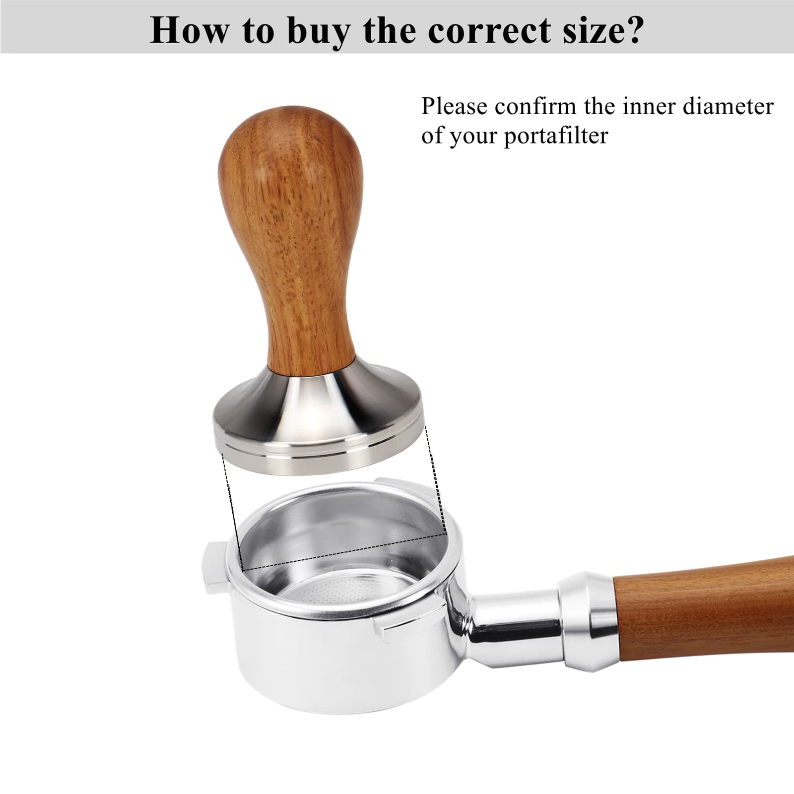 Premium 58mm Espresso Tamper - 304 Stainless Steel Flat Base & Ergonomic Wooden Handle for Perfect Coffee Extraction - Ideal for Baristas & Home Coffee Brewing