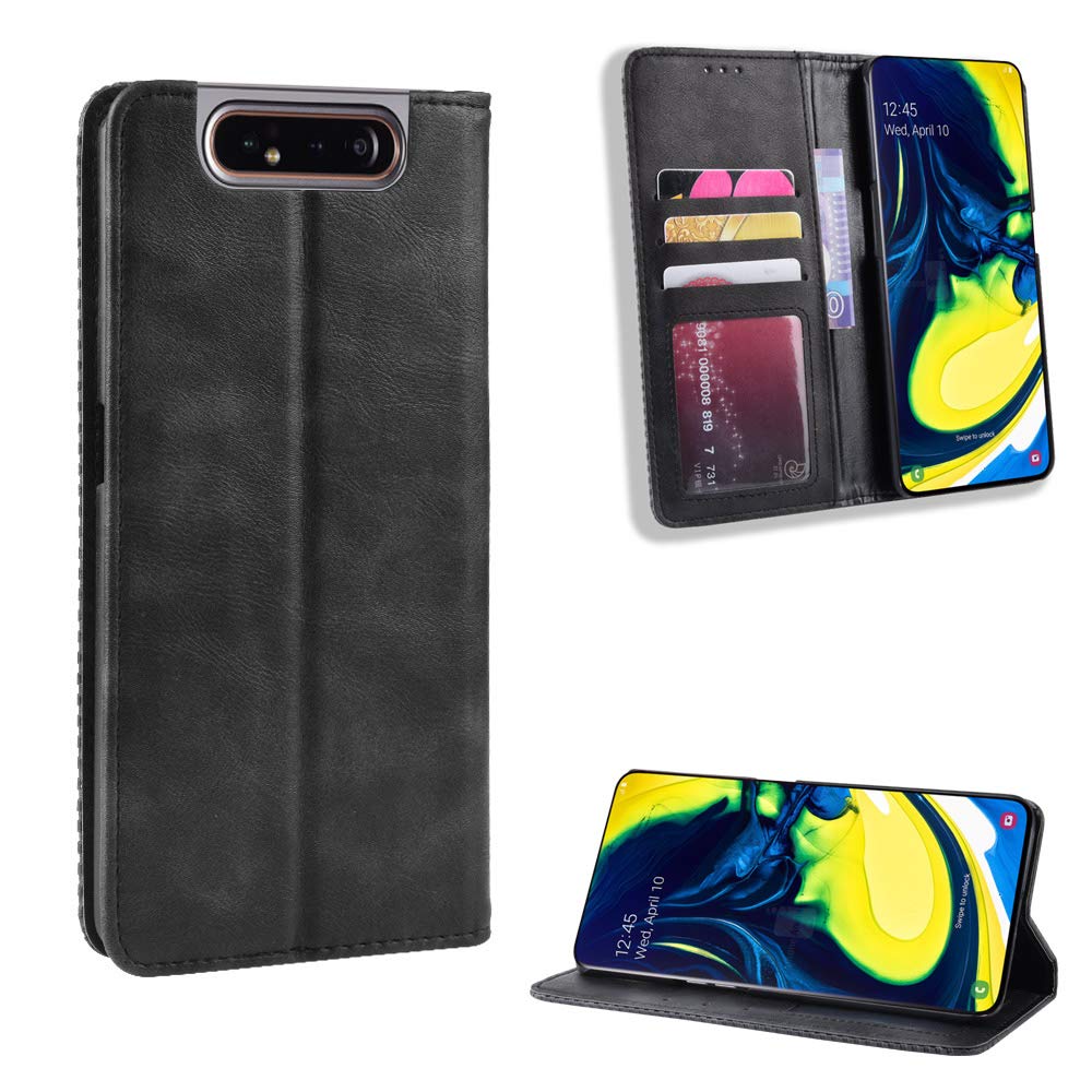 Premium PU Leather Wallet Case for Samsung Galaxy A90 - RFID Blocking Flip Cover with Card Slots & Kickstand | Slim Protective Phone Case with Magnetic Closure (Black) | Perfect for Business, Travel & Daily Use