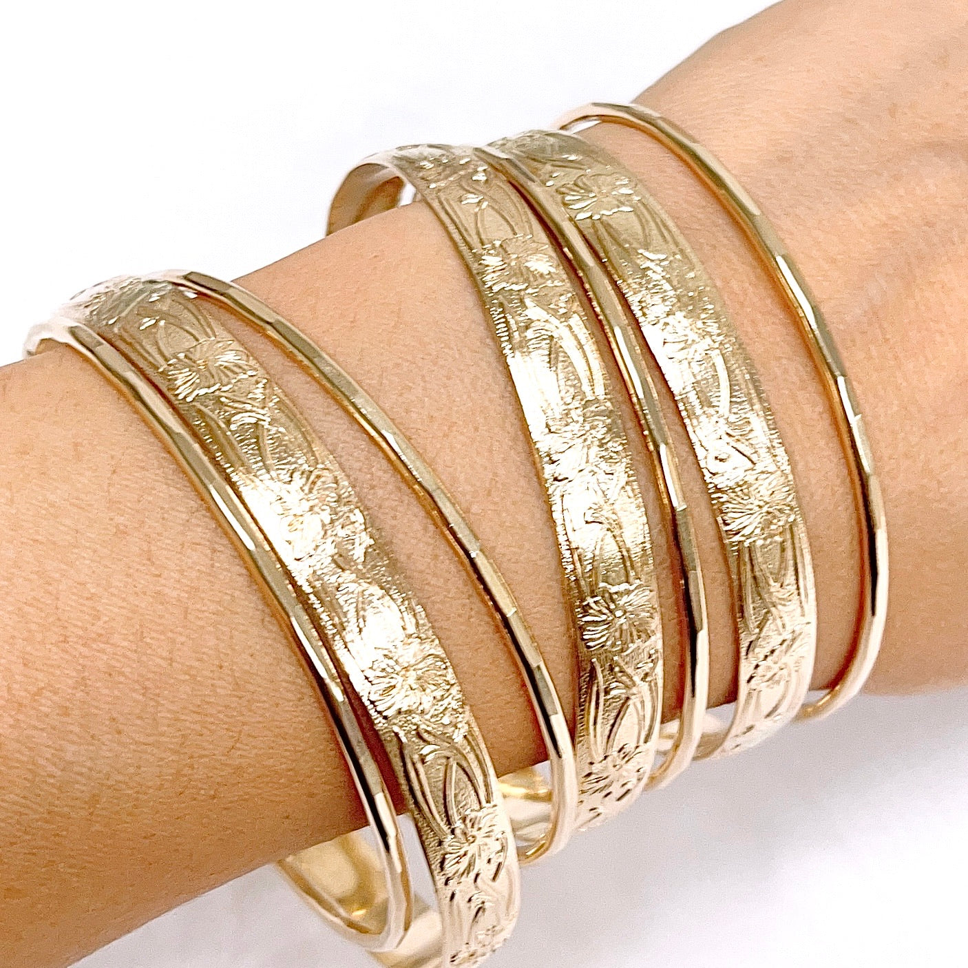 ATHENA 8mm Heirloom Bangles Set (B550) - Elegant Stackable Bracelets for Women, Perfect for Weddings, Parties & Everyday Wear