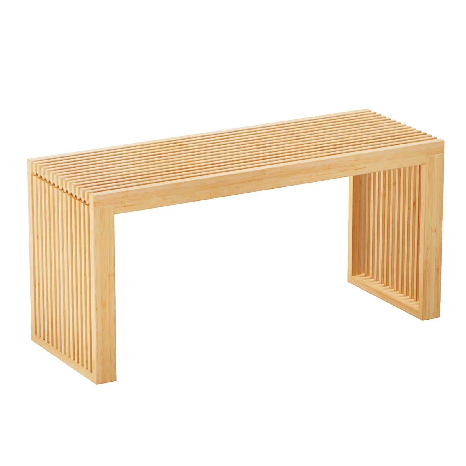 35 Inch Bamboo Bench - Modern Indoor/Outdoor Dining Bench, Entryway Shoe Rack, Living Room Hallway Bedroom Bathroom Seating - Durable & Stylish for Home Decor, Patio, Garden