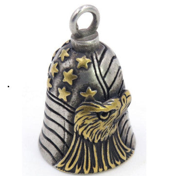 Motorcycle Bell with Golden Eagle Flag Design - Durable & Stylish Accessory for Harley, Cruiser, and Chopper Bikes - Perfect for Road Trips and Biker Gifts