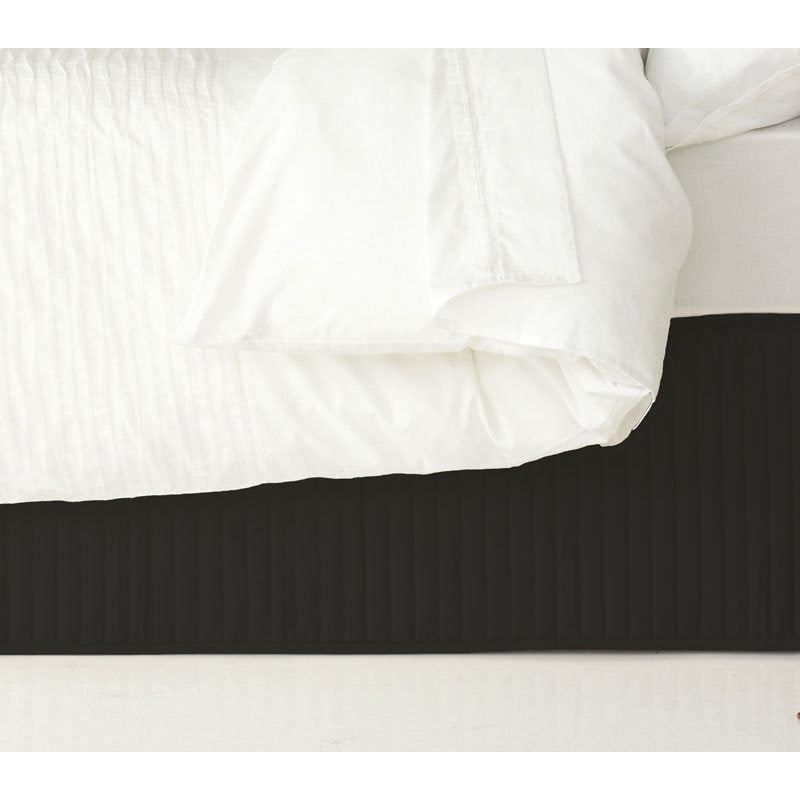 Black Quilted Valance for King Single Bed - Elegant Bed Skirt with Luxury Quilting - Perfect for Master Bedroom, Guest Room & Dorm Decor
