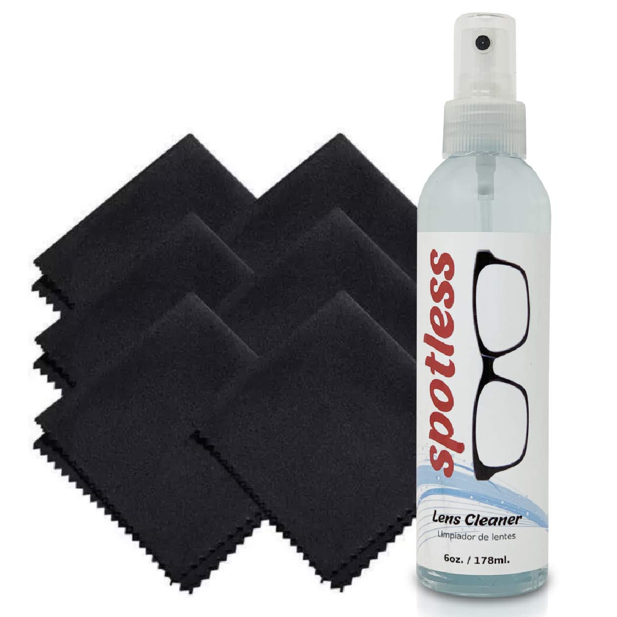 Spotless Lens Cleaner Spray & 6 Microfiber Cloths - for Glasses, Cameras & Screens