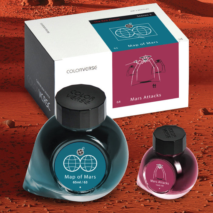 Colorverse The Red Planet Ink Set - 65ml + 15ml Bottles for Fountain Pens | Perfect for Calligraphy, Journaling & Artistic Writing