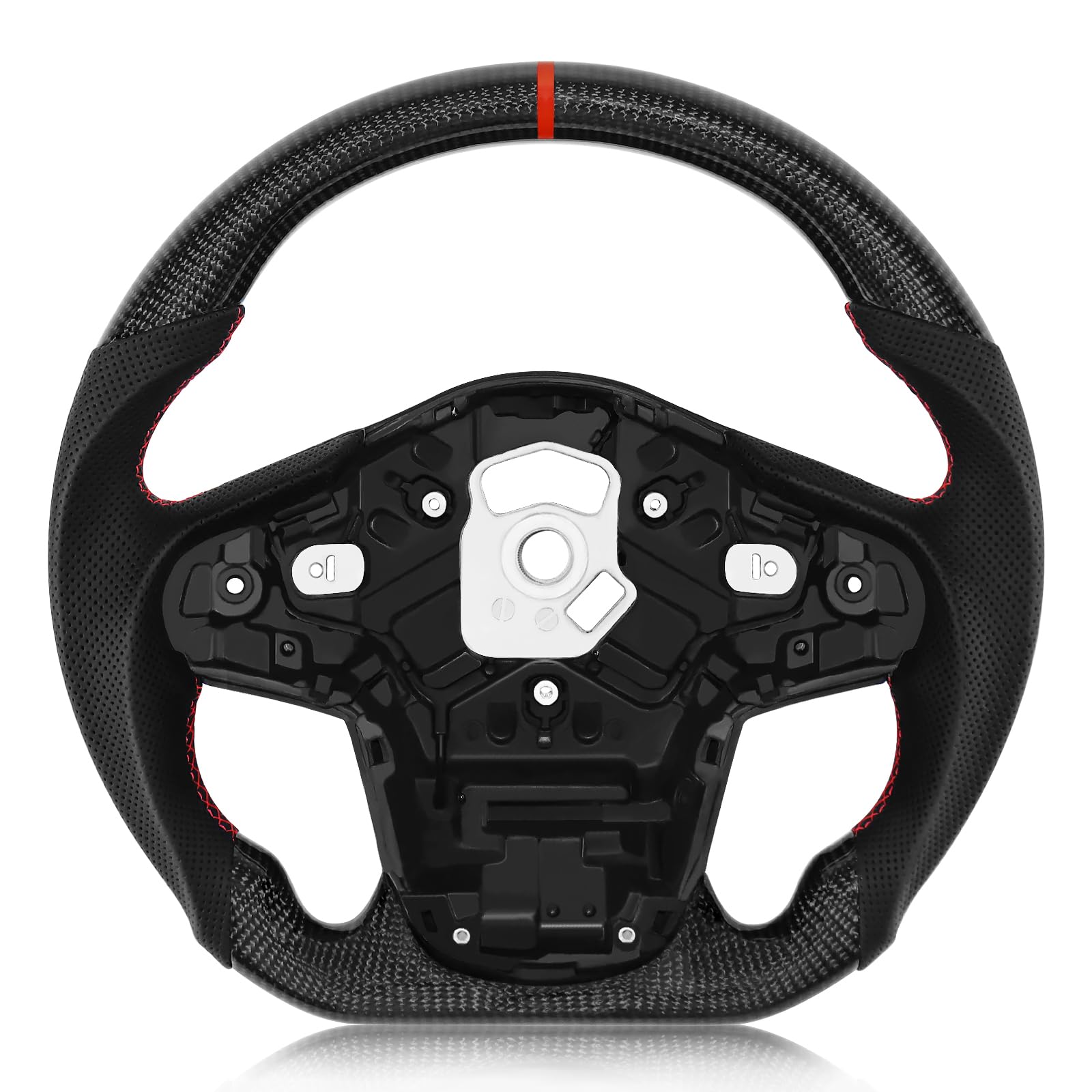Premium Real Carbon Fiber D-Shaped Flat-Bottom Steering Wheel for 2019-2022 Toyota GR Supra - Nappa Perforated Leather Grip - Racing & Street Performance Upgrade