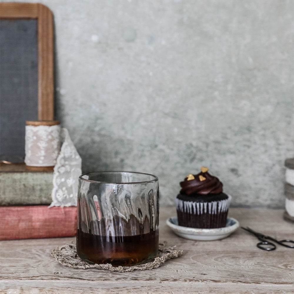 Handblown Fluted Tumbler Glass - 16oz Insulated Drinking Cup for Coffee, Tea & Cocktails - Perfect for Home, Office or Outdoor Use