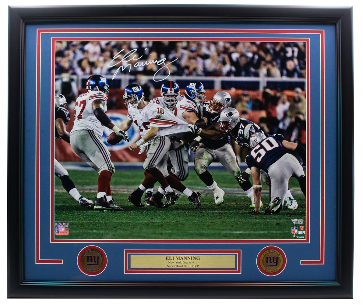 Eli Manning Autographed Framed 16x20 New York Giants Super Bowl XLII Championship Photo - Limited Edition Collectible for Sports Fans & Memorabilia Enthusiasts - Perfect for Man Cave, Sports Bar, or Office Decor