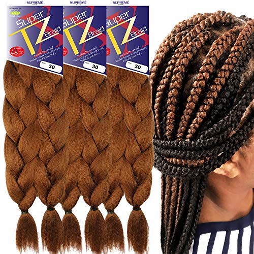Pre-Stretched Braiding Hair Extensions - 48 Inch Long Unfolded - 6 Bundles of 100% Kanekalon Synthetic Hair - Pre-Cut & Pre-Combed for Easy Styling - Perfect for Box Braids, Cornrows & Protective Hairstyles