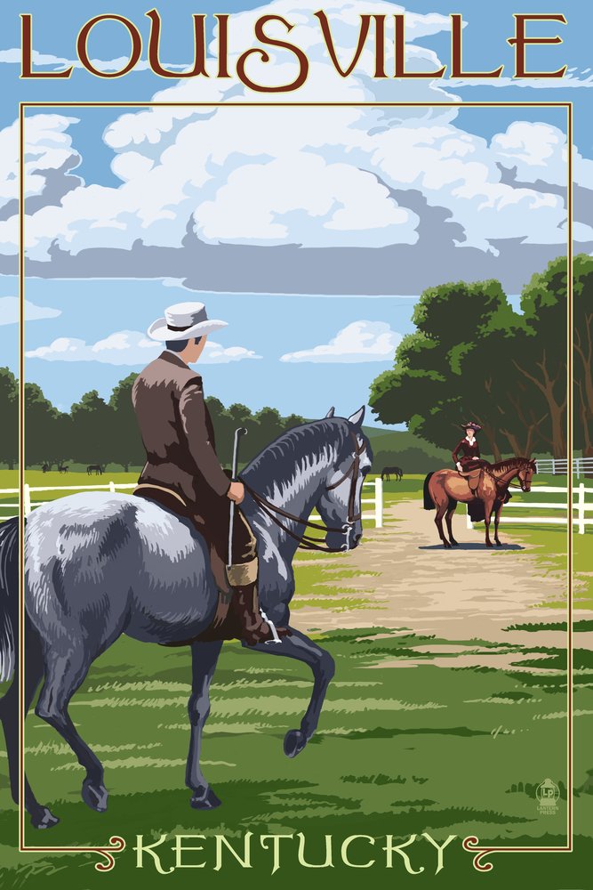 Louisville Kentucky Horse Riders Metal Wall Art - 16x24 Inch Gallery Quality Aluminum Decor for Western & Equestrian Home Decor - Perfect for Living Room, Bedroom, or Ranch House