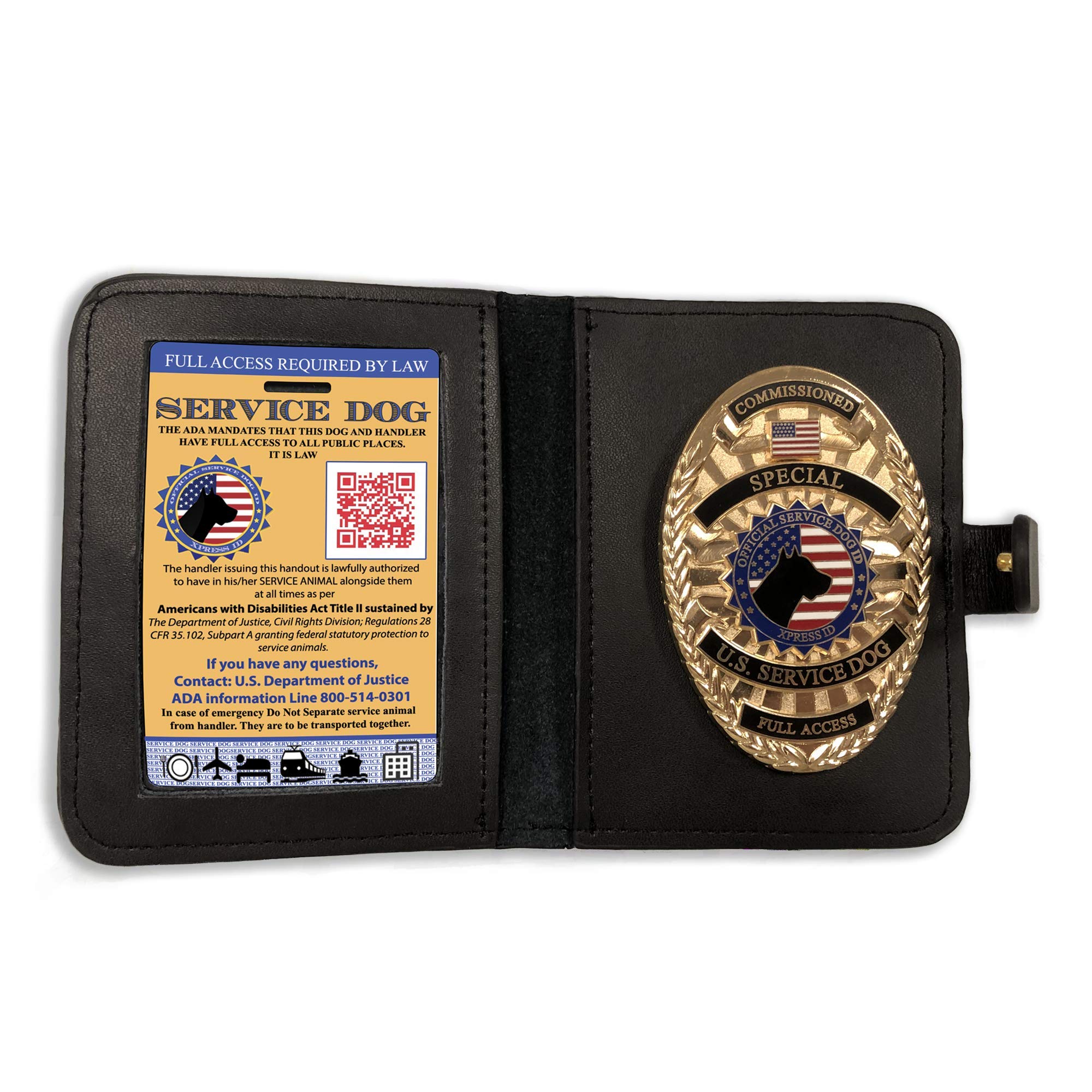 Premium Leather Service Dog Badge Wallet - Durable ID Holder for Service Animals & Emotional Support Pets - Perfect for Training, Travel & Public Access