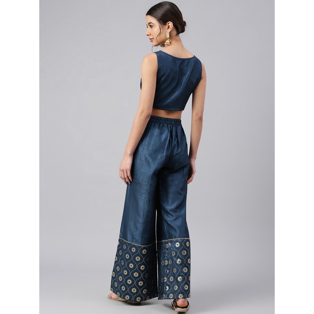 Stylish Women's 3-Piece Outfit Set - Flowy Palazzo Pants, Chic Crop Top & Fashionable Jacket | Casual Wear, Office Attire & Evening Occasions